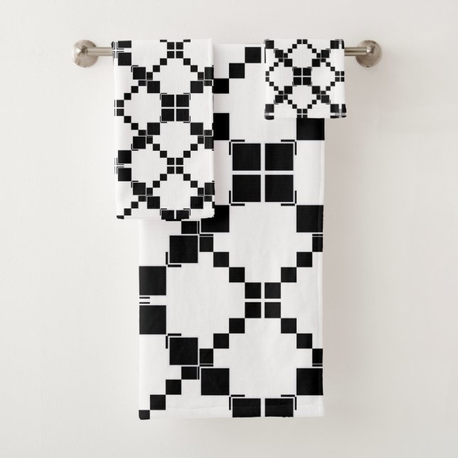 Conjunto De Toalhas Preto e branco, geométrico, simples, em moda (Insitu)