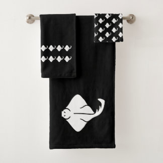 Conjunto de Toalhas Preto e Branco para Banheiro d