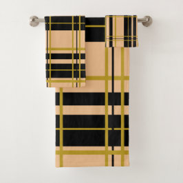 Conjunto De Toalhas Preto e Rosa Dourado