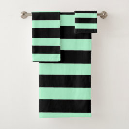 Conjunto De Toalhas Preto e Verde Menta