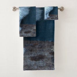 Conjunto De Toalhas Preto + Gatinho Branco