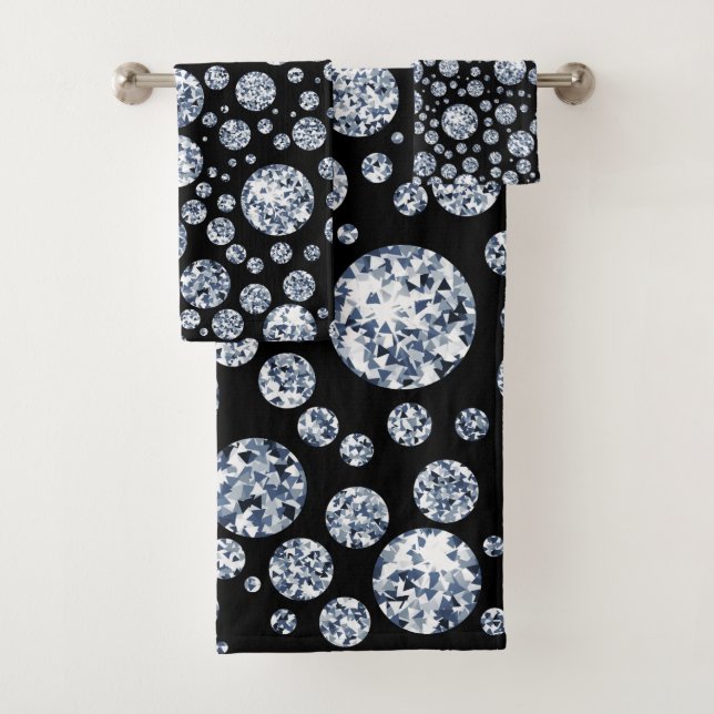 Conjunto De Toalhas Preto Metálico de Cristal de Prata (Insitu)