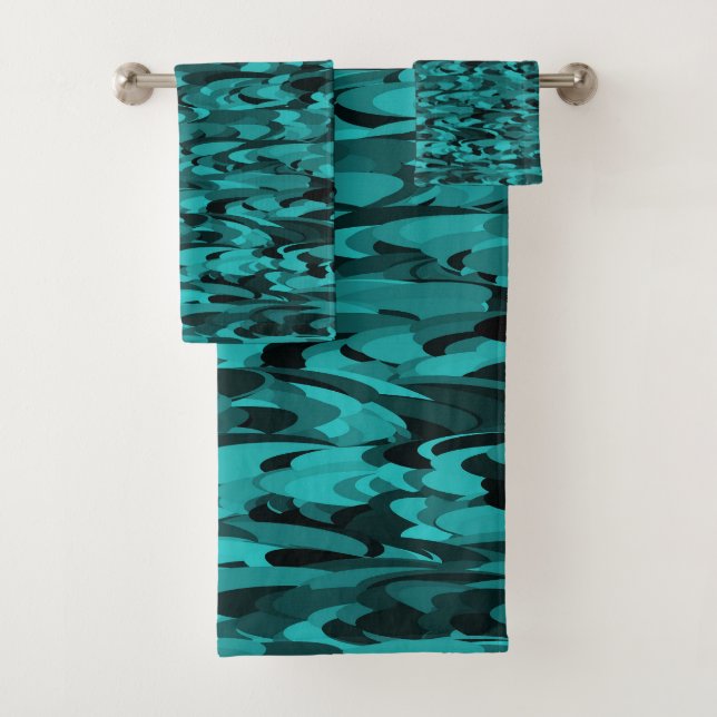 Conjunto De Toalhas Preto-Teal do Padrão abstrato (Insitu)