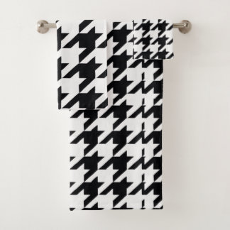 Conjunto De Toalhas Pretty Black White Houndstooth