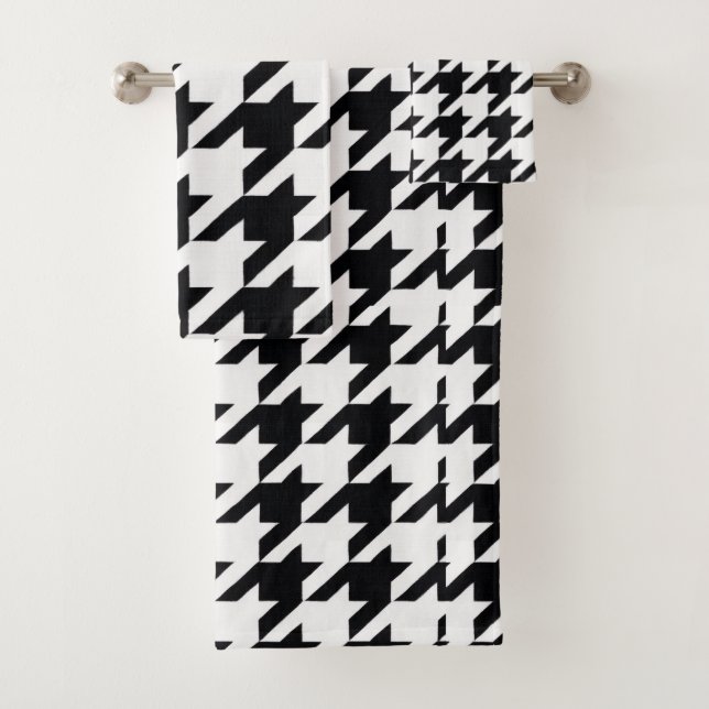 Conjunto De Toalhas Pretty Black White Houndstooth (Insitu)