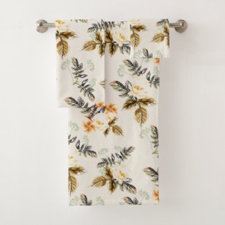 Conjunto De Toalhas Pretty Brown Floral Fall Winter Matching