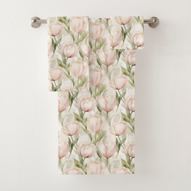 Conjunto De Toalhas Pretty Pink Tulip Flowers (Insitu)