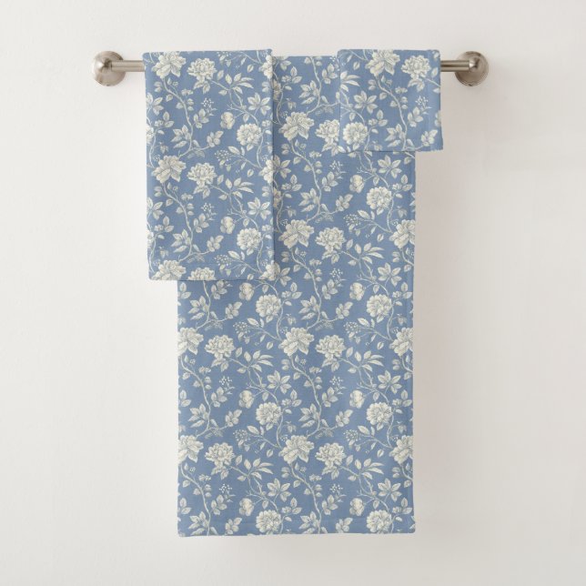 Conjunto De Toalhas Pretty Romantic Blue Cream Flowers   (Insitu)