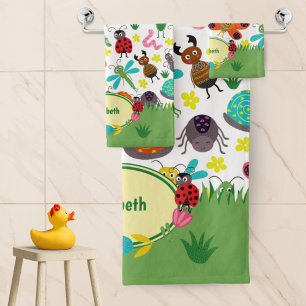 Conjunto De Toalhas Primavera de Colorida Bonita Insetos Padrões Cria