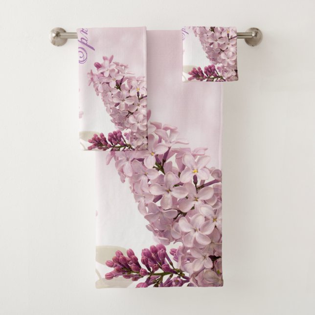 Conjunto De Toalhas Primavera Lilac Flor Rosa Suave Personalizado (Insitu)