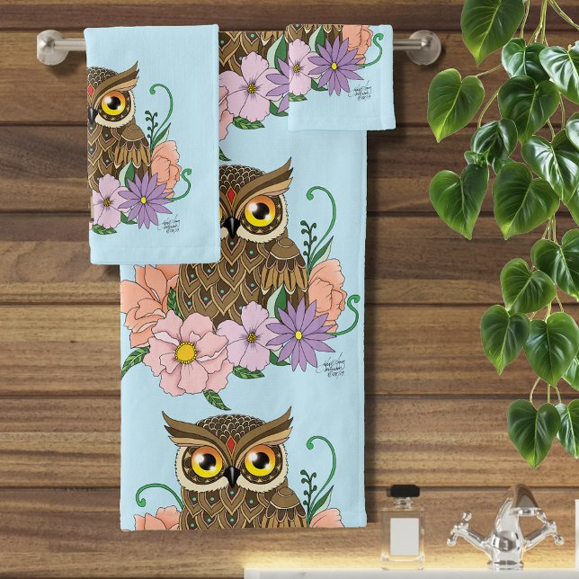 Conjunto De Toalhas Primavera Pastel Flowers Owl (Criador carregado)