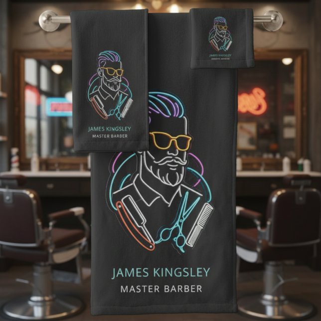 Conjunto De Toalhas Professional Barber Haircut Shave Grooming Stylish (Criador carregado)