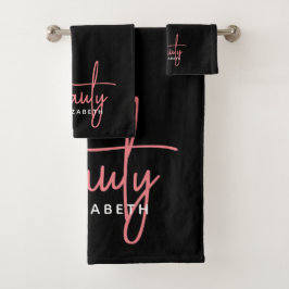 Conjunto De Toalhas Profissional moderno minimalista de beleza rosa ne