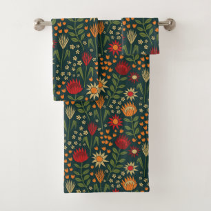 Conjunto De Toalhas Protea Floral Block Impressão Millefleur dardos