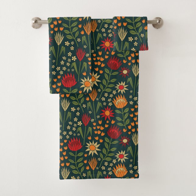Conjunto De Toalhas Protea Floral Block Impressão Millefleur dardos (Insitu)