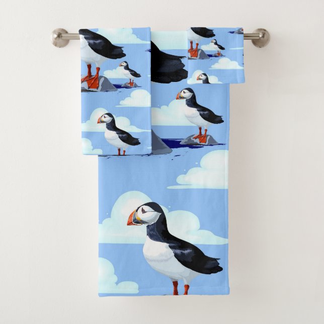 Conjunto De Toalhas Puffin Cute Atlantic Seabird (Insitu)