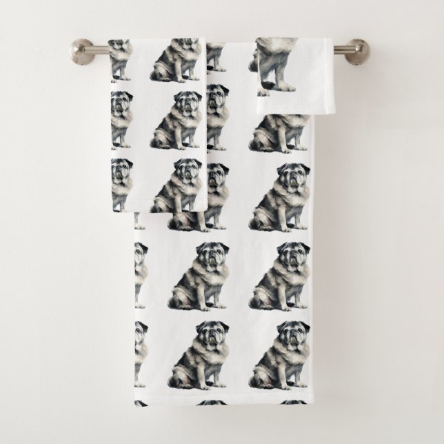 Conjunto De Toalhas Pug Antigo (Insitu)