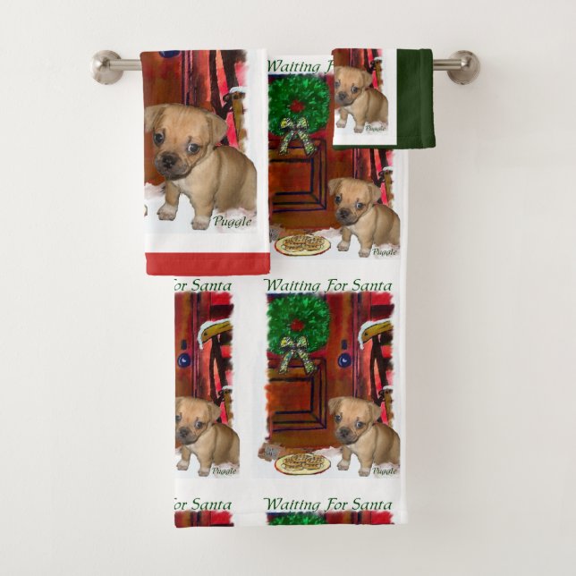 Conjunto De Toalhas Puggle Puppy Natal (Insitu)