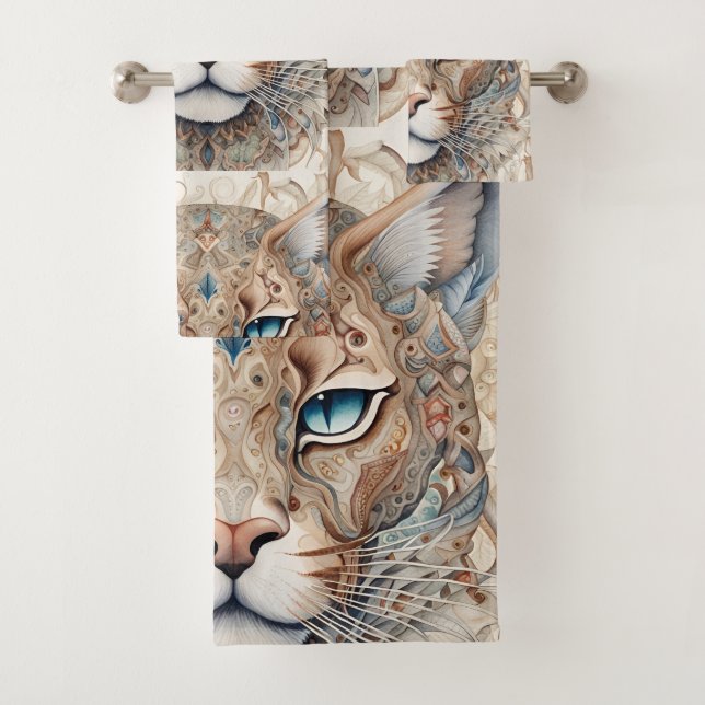 Conjunto De Toalhas Puma Face Surreal Art (Insitu)
