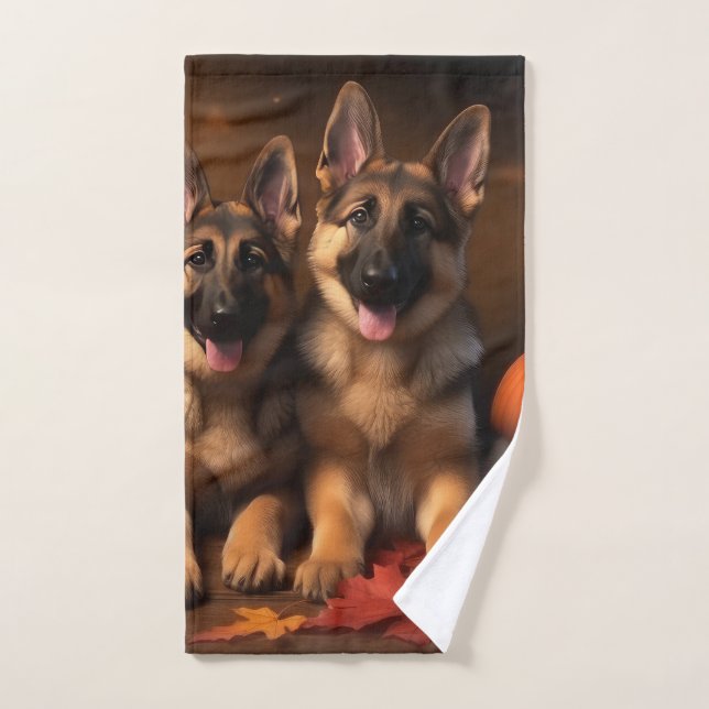 Conjunto De Toalhas Pumpkin da Delícia de Outono de german shepherd (Toalha de mão)