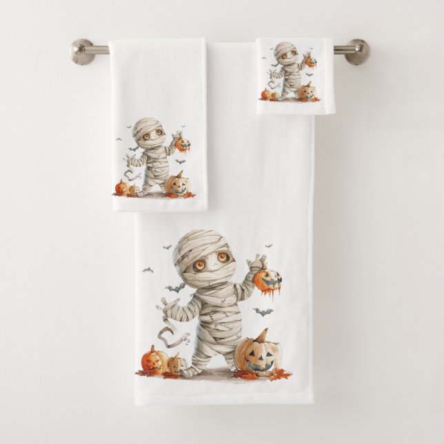 Conjunto De Toalhas Pumpkin Dripe - Mamãe com um doce susto (Insitu)