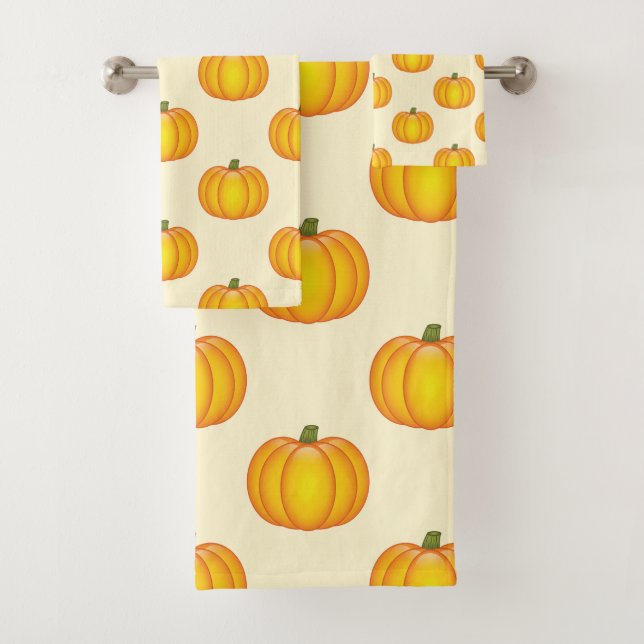 Conjunto De Toalhas Pumpkin Puttern Queda Amarelo (Insitu)