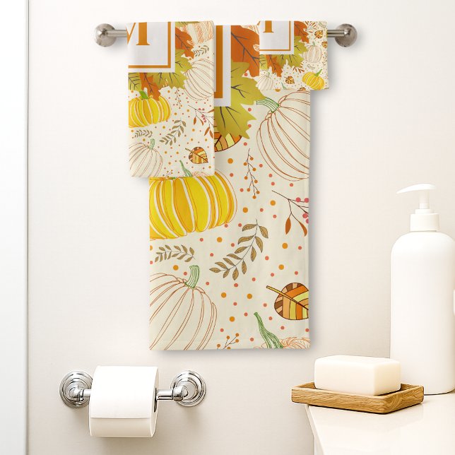 Conjunto De Toalhas Pumpkins Autumn Fall Harvest Pattern (Criador carregado)