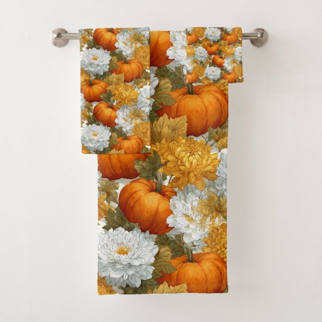 Conjunto De Toalhas Pumpkins e Chrysanthemum Caiam Design (Insitu)