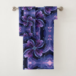 Conjunto De Toalhas Purple blue flower Dream  Abstract Fractal art