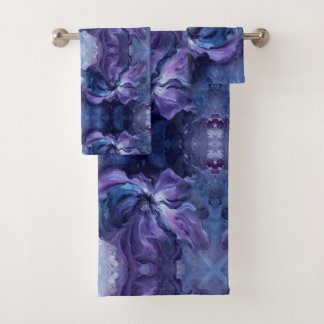 Conjunto De Toalhas Purple blue flower Dream  Abstract Fractal art