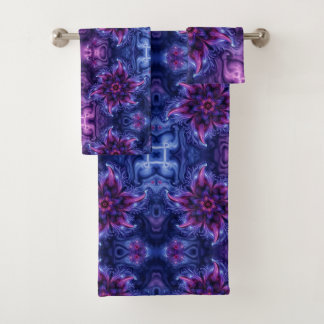 Conjunto De Toalhas Purple blue flower Dream  Abstract Fractal art