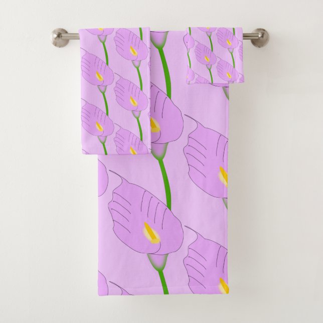 Conjunto De Toalhas Purple Cala Lily Design (Insitu)