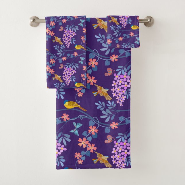 Conjunto De Toalhas Purple Lilacs Bath Towel Set (Insitu)
