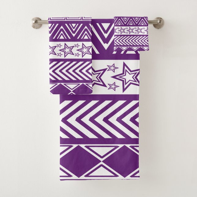 Conjunto De Toalhas Purple Tribal Design (Insitu)