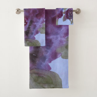 Conjunto De Toalhas Púrpura Aquarela Floral