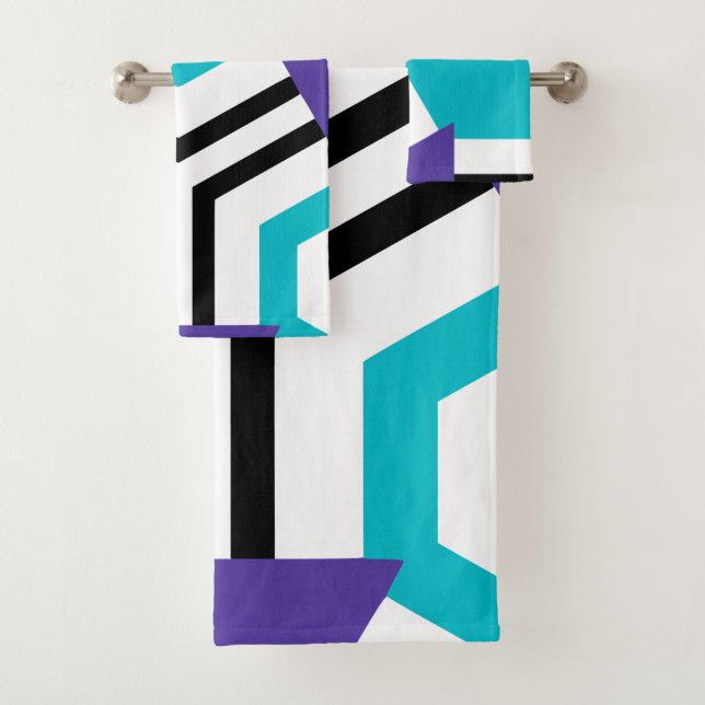 Conjunto De Toalhas Púrpura azul hexágono (Insitu)