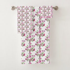 Conjunto De Toalhas Púrpura Bordada - Padrão da Flor