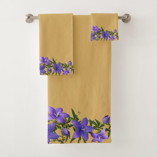 Conjunto De Toalhas Púrpura Clematis com folhagem em Pêssego (Insitu)