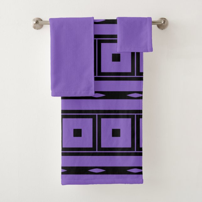 Conjunto De Toalhas Púrpura quadrados e tiras (Insitu)