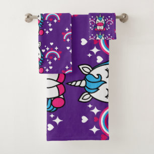Conjunto De Toalhas Púrpura Unicorn Pony