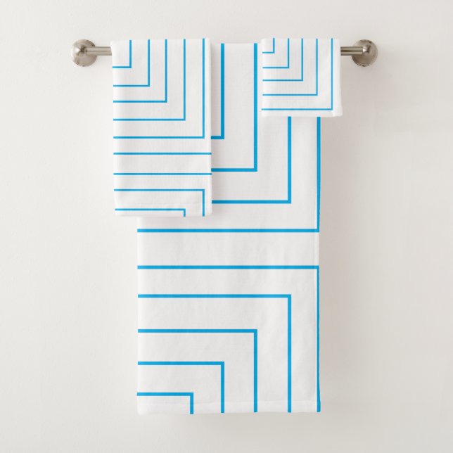 Conjunto De Toalhas Quadrado Geométrico Concêntrico Azul  (Insitu)