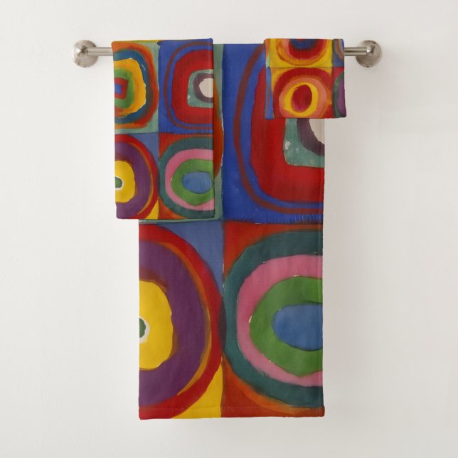 Conjunto De Toalhas Quadrados Com Círculos Concêntricos (Insitu)