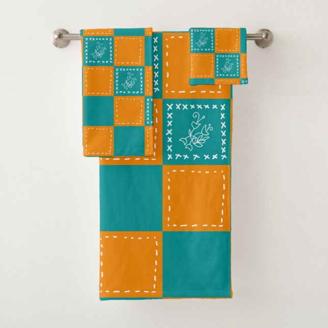 Conjunto De Toalhas Quadrados de flor de rabo mosaico (Insitu)