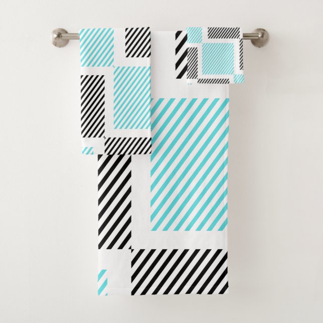 Conjunto De Toalhas Quadrados de Linha Azul Turquesa (Insitu)