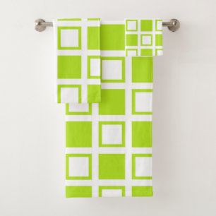Conjunto De Toalhas Quadrados do verde limão e os brancos