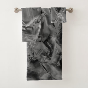 Conjunto De Toalhas Quadrados torcidos, cinzas e pinceladas pretas