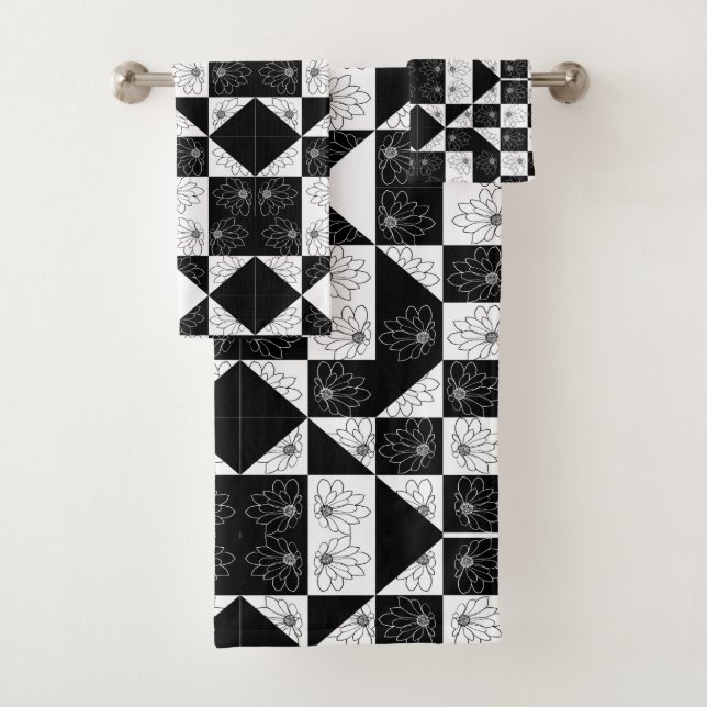 Conjunto De Toalhas Quadro de controlo monocromático e padrão floral d (Insitu)