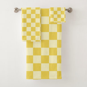Conjunto De Toalhas Quadro de Verificação Amarelo da Manteiga
