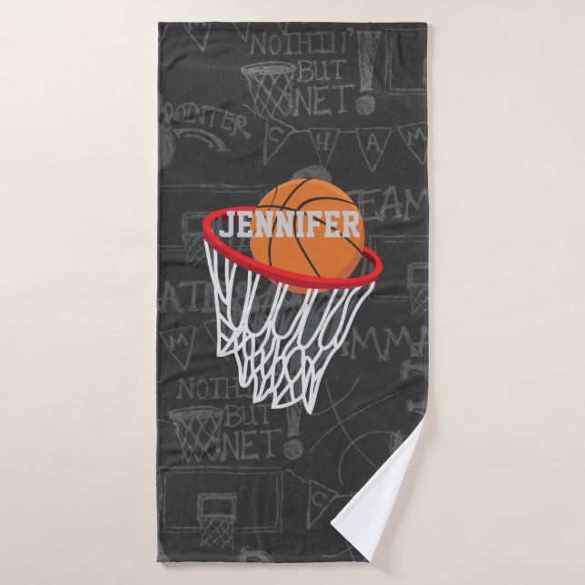 Conjunto De Toalhas Quadro Personalizado de Basquete e Hoop (Toalha de Banho)