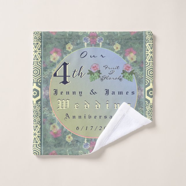 Conjunto De Toalhas Quarto aniversário de casamento Floral Towel (Pano de lavar)